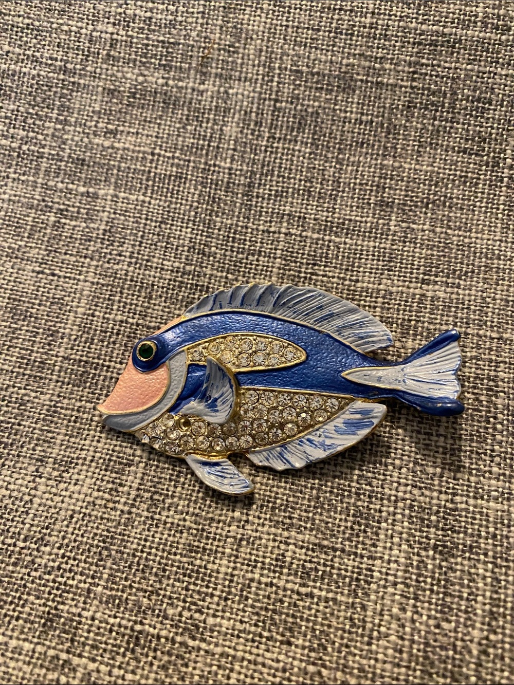 Blue and Pink Crystal-Accent Fish Brooch